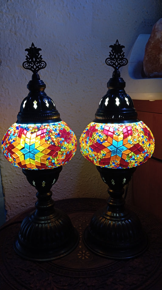 Pareja Lámparas Turcas de Mesa - Multicolor