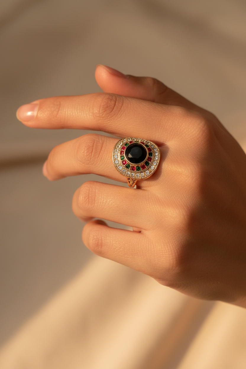 Mano de mujer con anillo artesanal